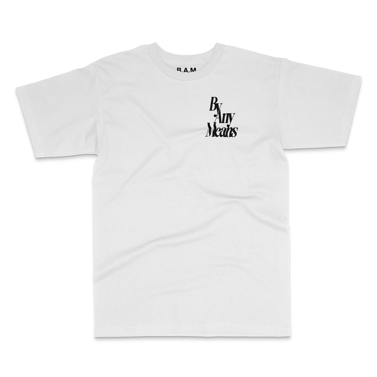 White F*ck ICE tee front with small black By Any Means chest logo – POLITICAL by 2ManyLookz