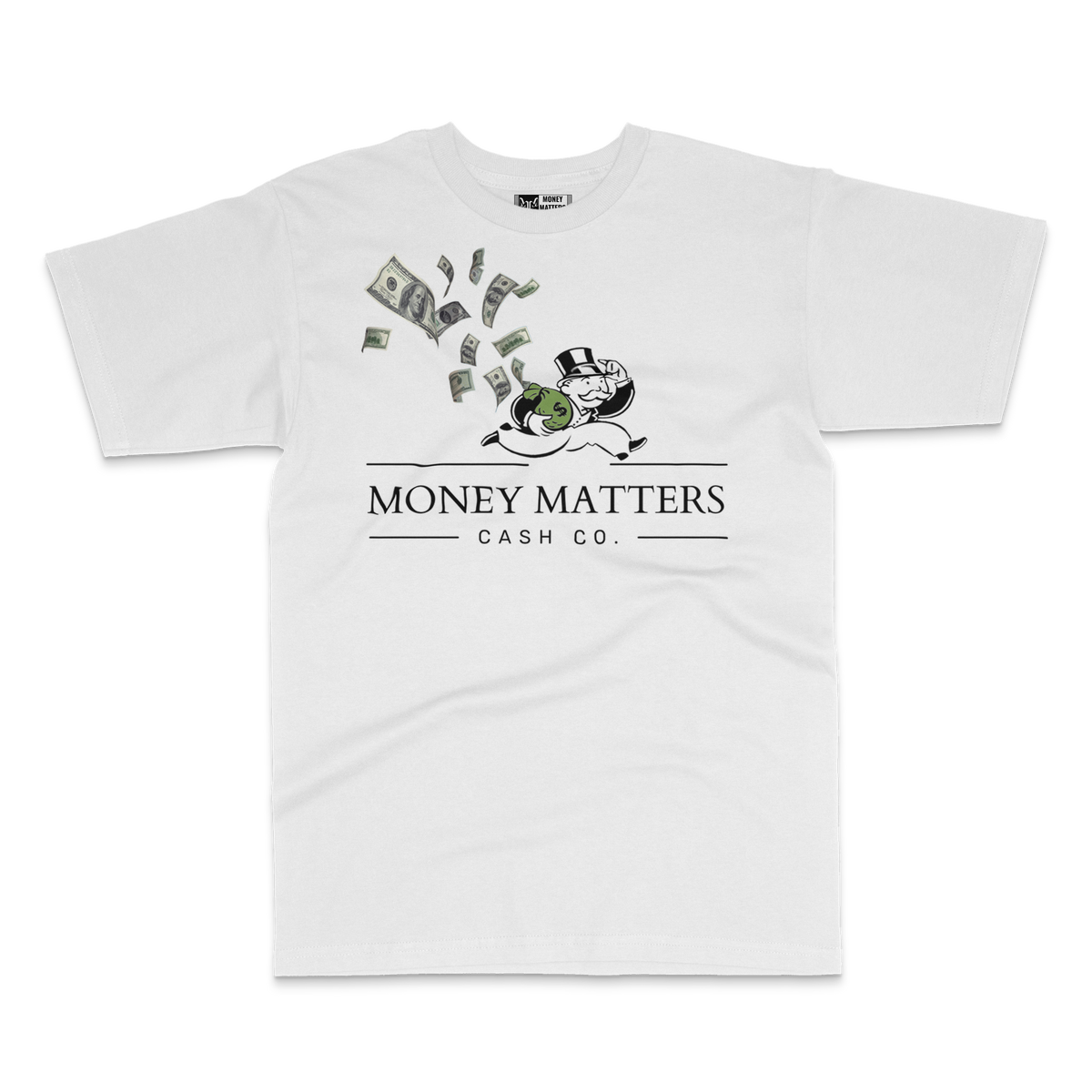 Money Matters Cash Co. getaway tee, white