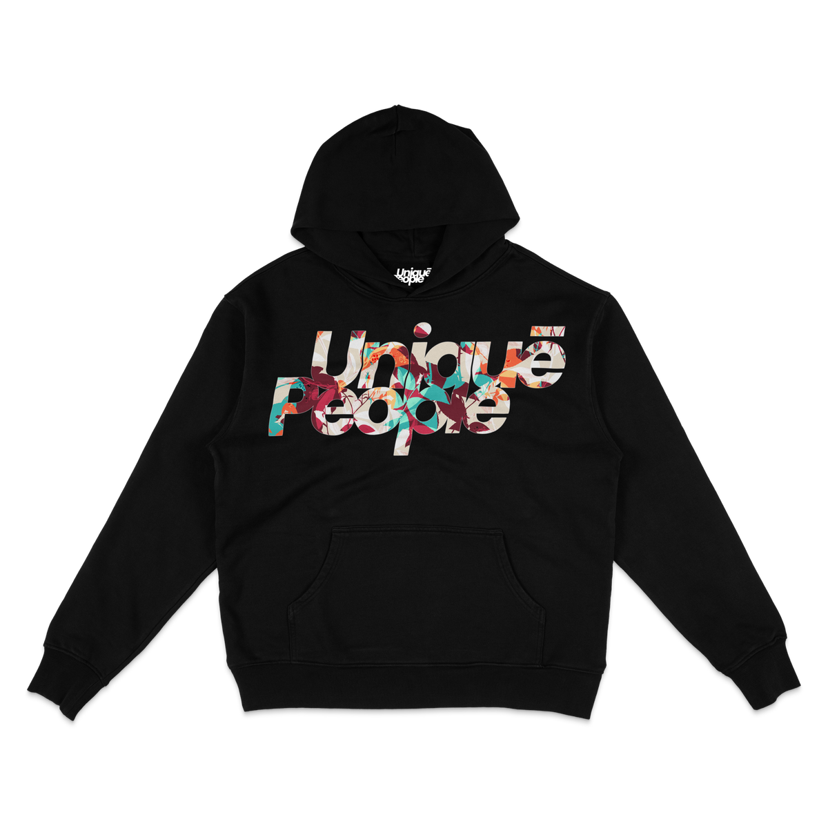 Unique People floral logo hoodie, black